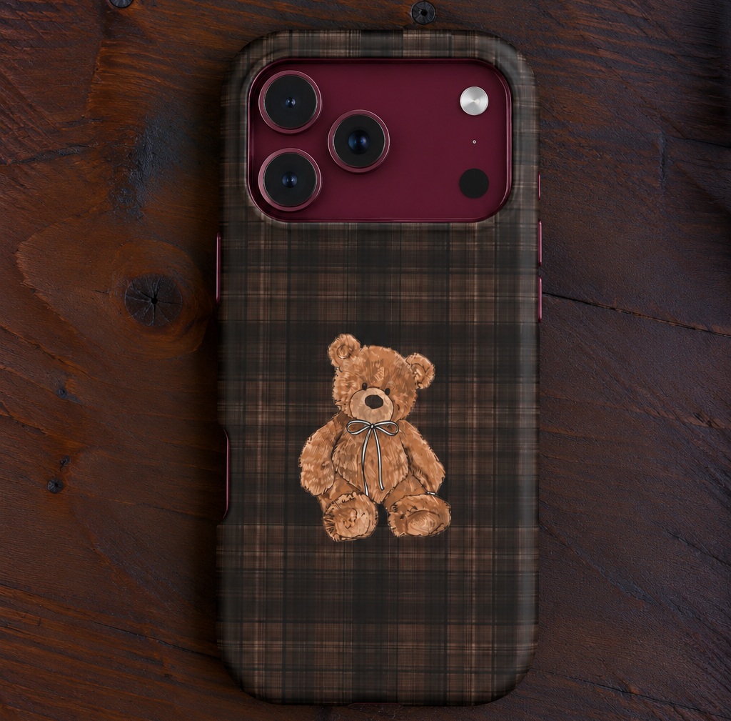 BROWNSTONE PLAID TEDDY BEAR PHONE CASE