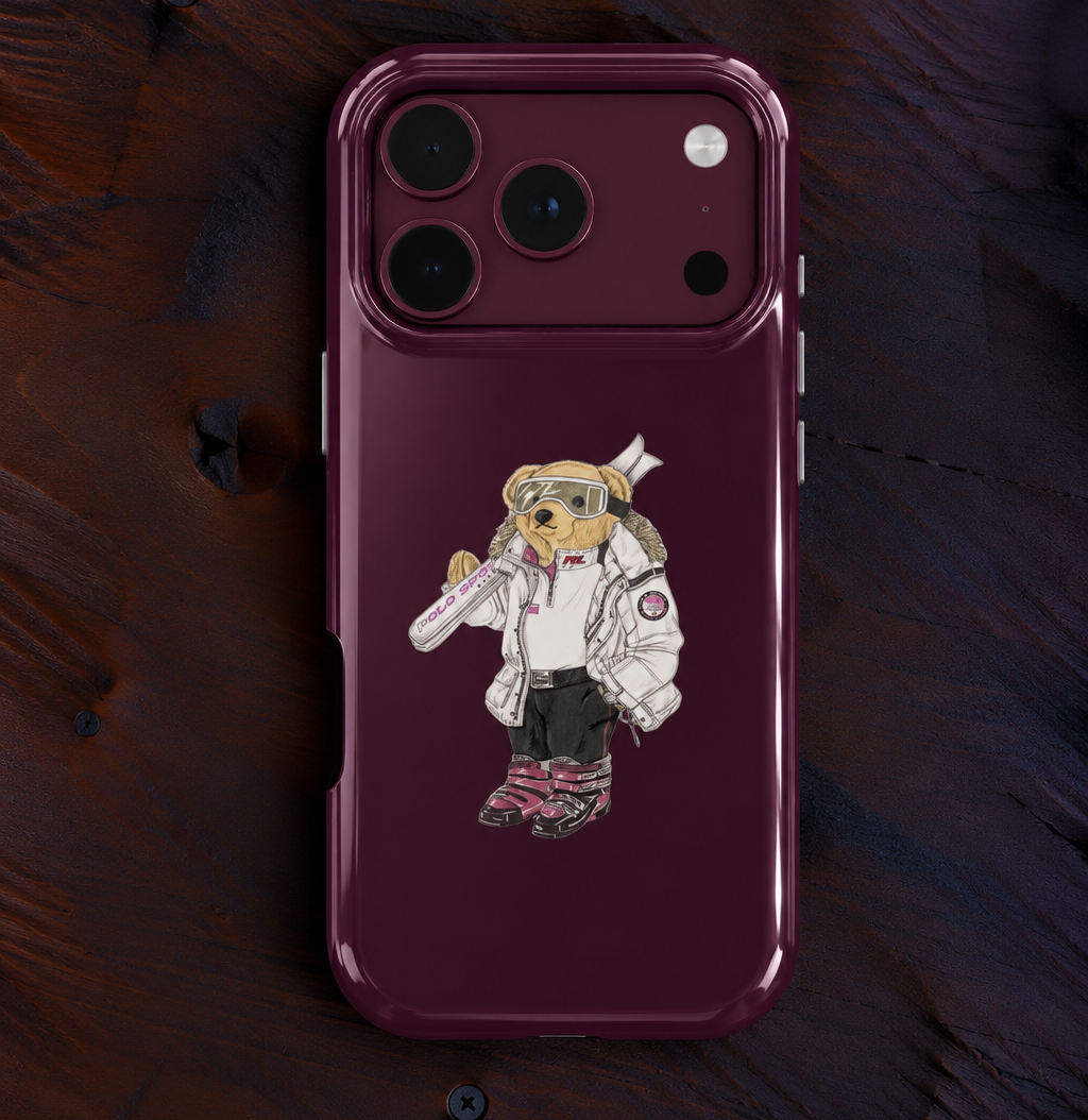 PLUM SKI SPORTS TEDDY BEAR PHONE CASE