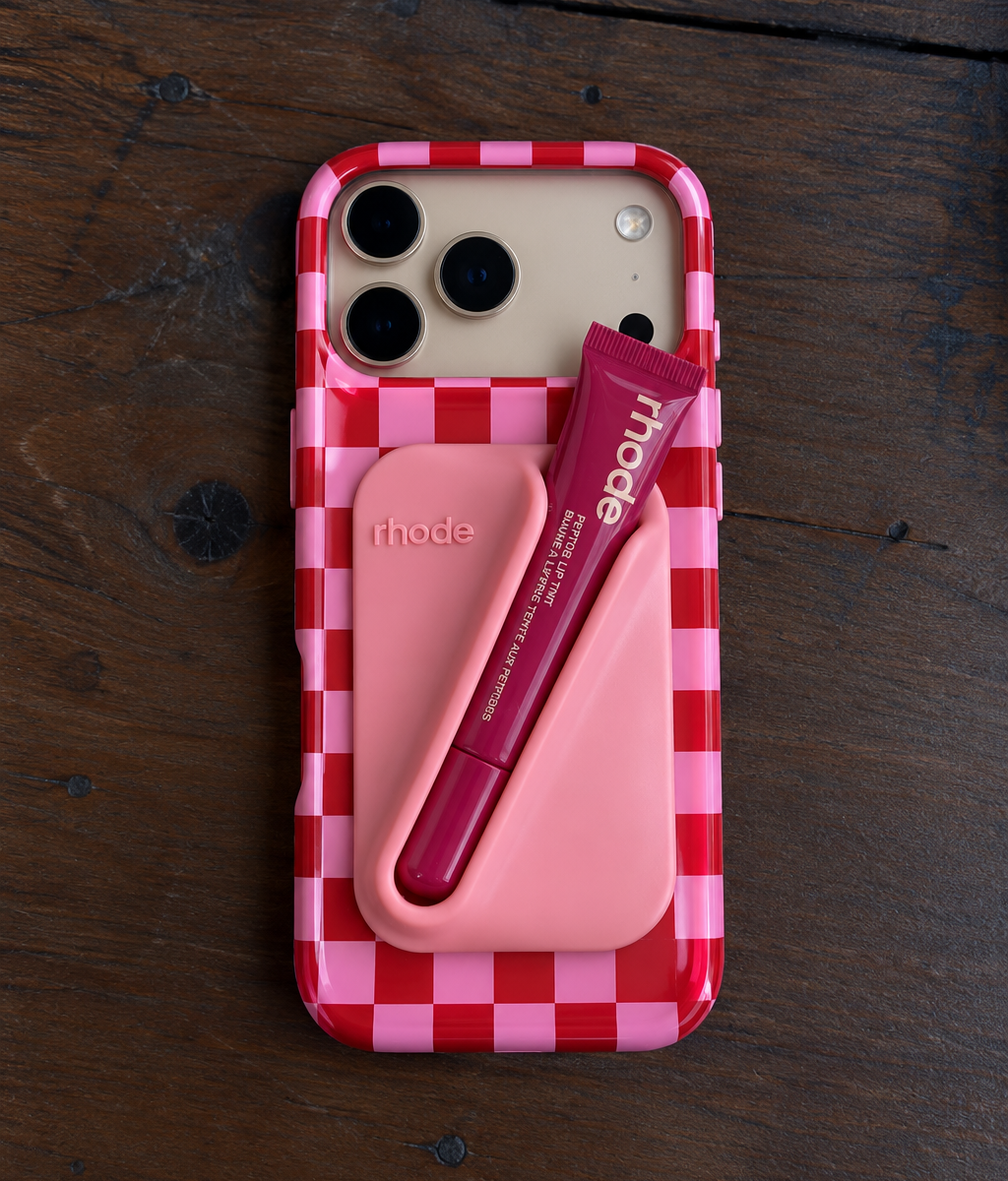 PINK CHERRY CHECK PHONE CASE