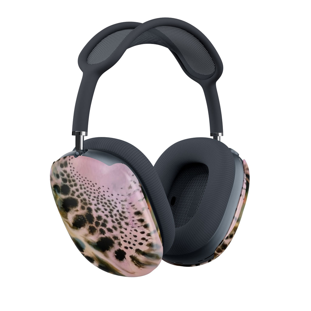 AirPods Max earcup covers, pink cheetah print on front earcups