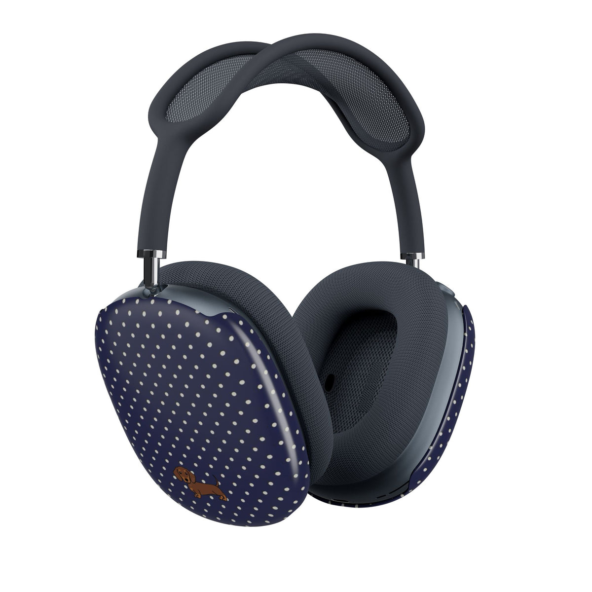 NAVY BLUE POLKA DOTS DACHSHUND AIRPODS MAX CASE COVERS