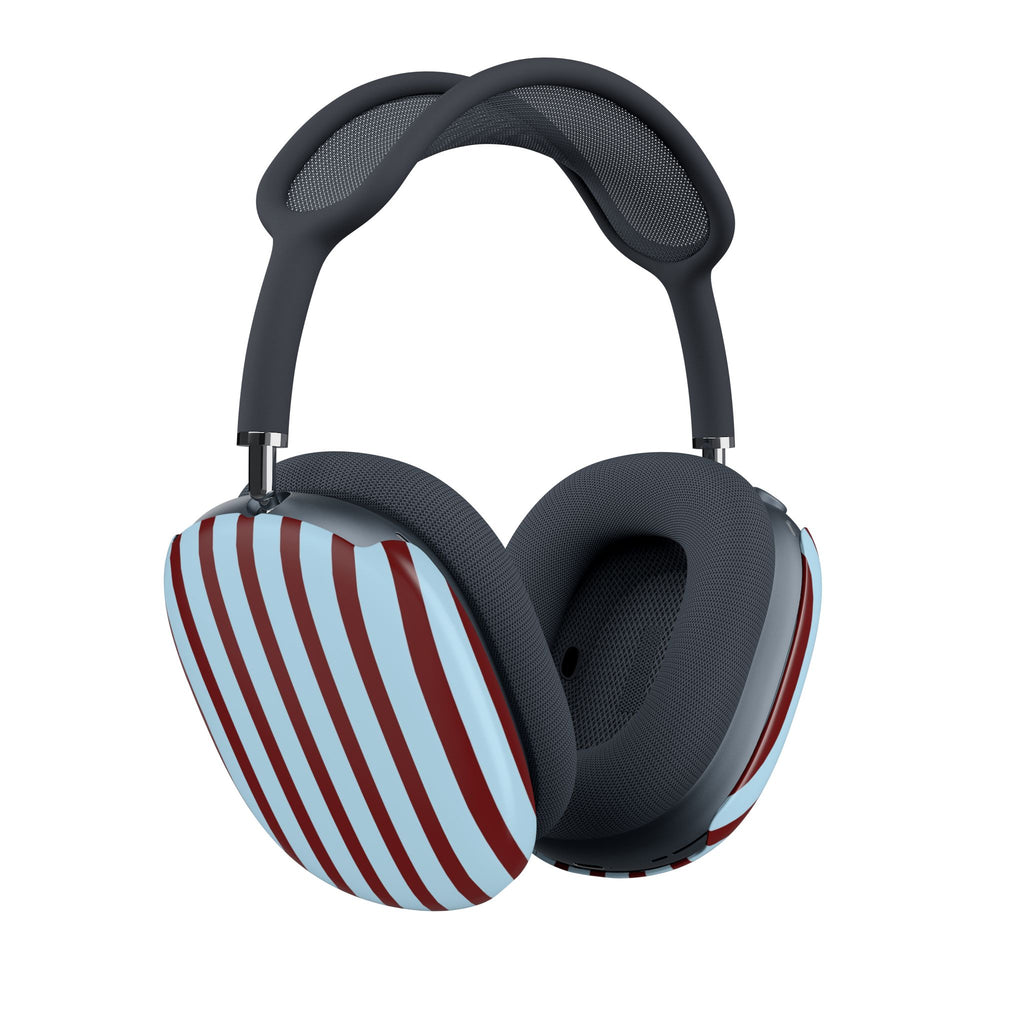 GLACIER BLUE & BURGUNDY STRIPED AIRPODS MAX CASE COVERS