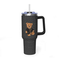 BLACK POLKA DOTS CLASSIC TEDDY BEAR 40OZ STAINLESS STEEL TUMBLER