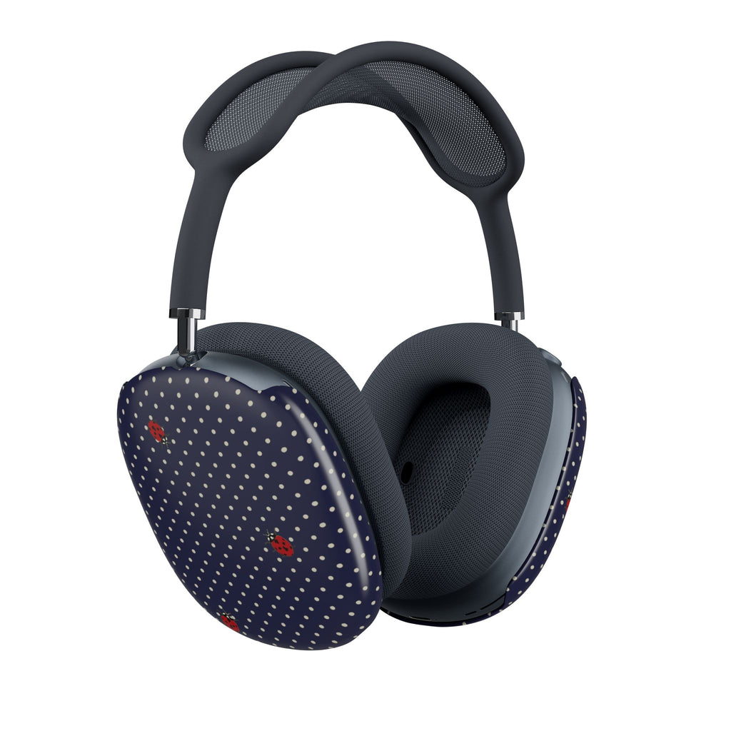 NAVY BLUE POLKA DOTS MINI LADYBUGS AIRPODS MAX CASE COVERS