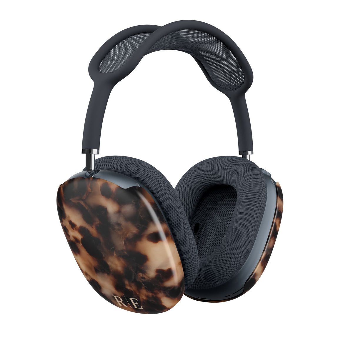 PERSONALIZED BROWN MARBLE TORTOISE SHELL MONOGRAM INITIALS CUSTOM AIRPODS MAX CASE COVERS