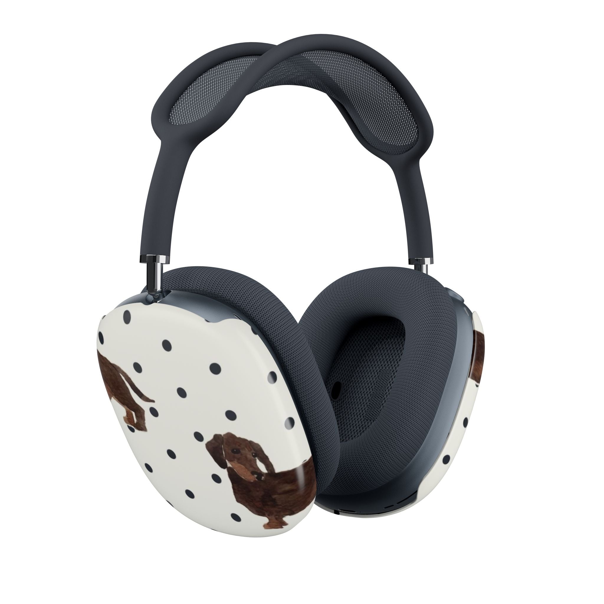 BLACK & WHITE POLKA DOTS DACHSHUND AIRPODS MAX CASE COVERS