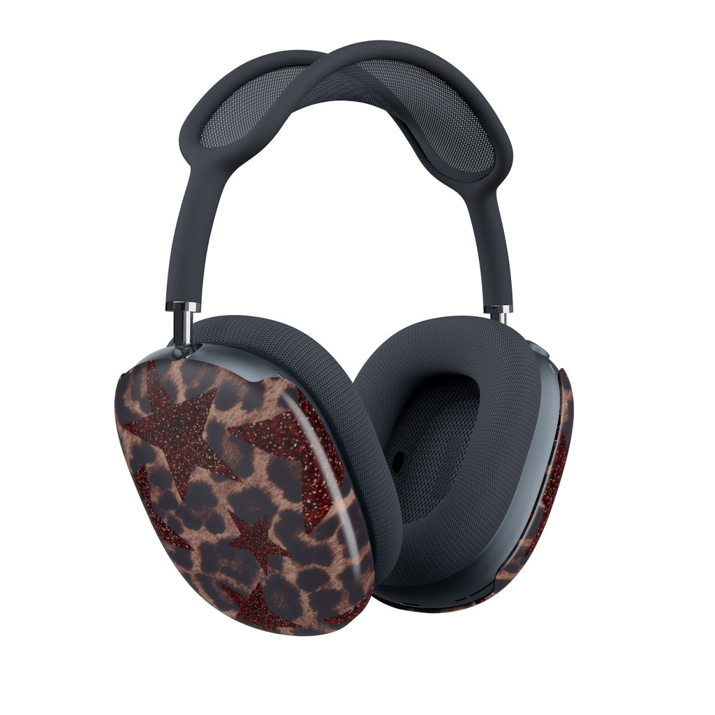 BURGUNDY RED LEOPARD STARS AIRPODS MAX CASE COVERS