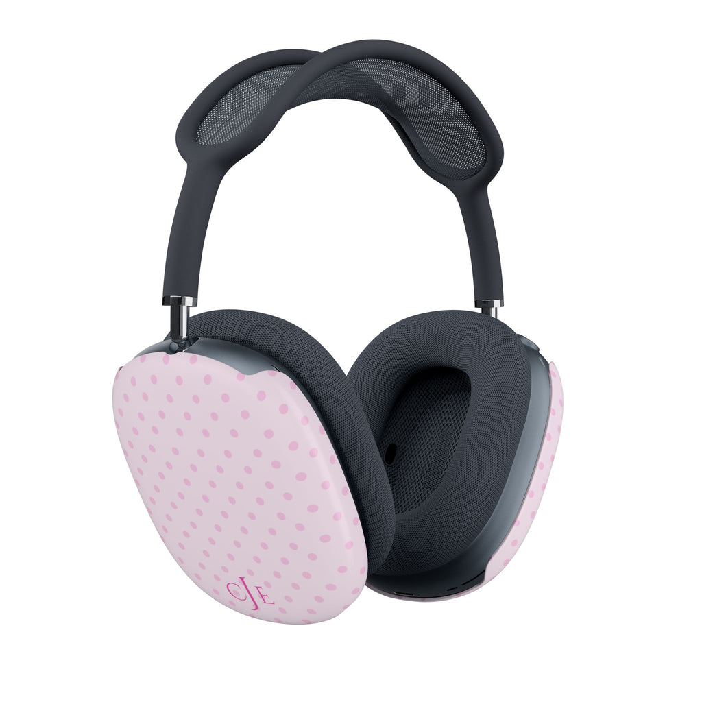 PERSONALIZED NAME CUSTOM PINK POLKA DOTS MONOGRAM INITIALS AIRPODS MAX CASE COVERS