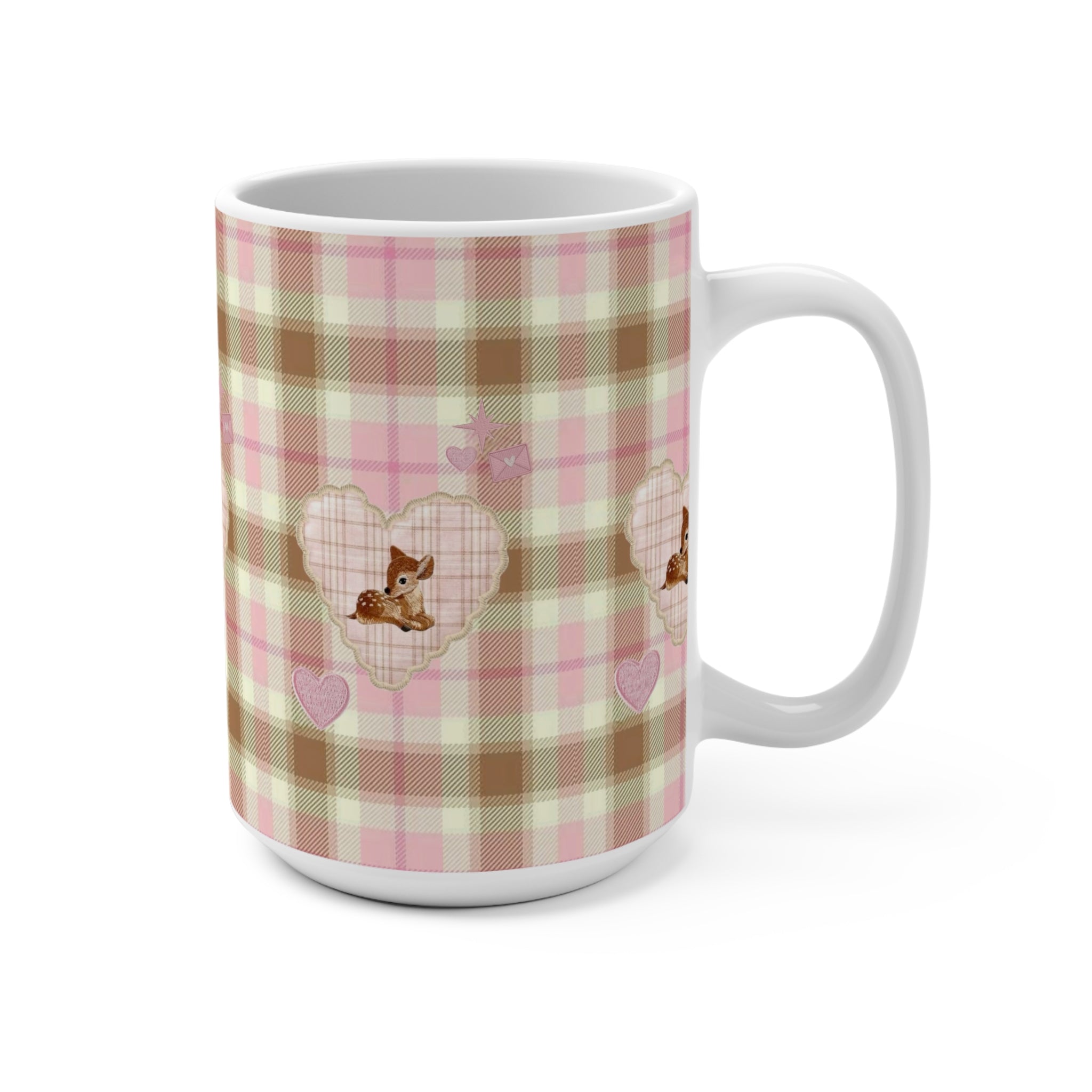 PLAID DEER HOLIDAY CERAMIC MUG