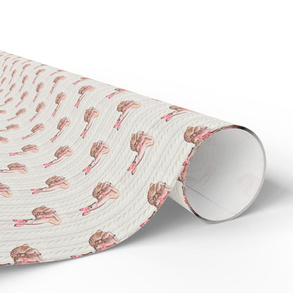 SWEATER KNIT BOW DEER WRAPPING PAPER ROLL