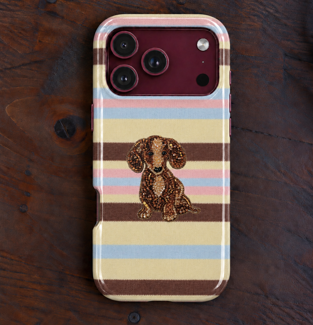 BUTTERSCOTCH STRIPES DACHSHUND PUPPY PHONE CASE