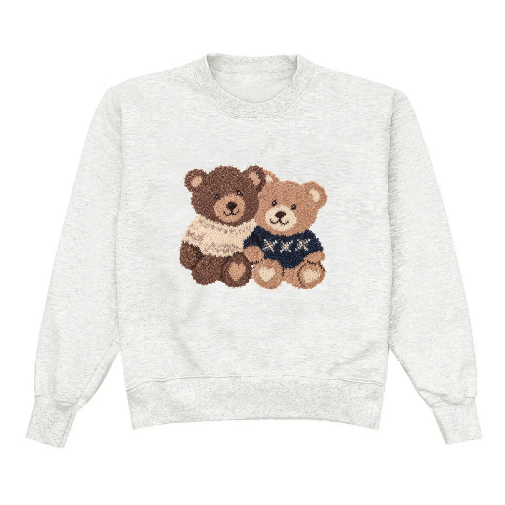 THE BEAR DUO LIGHT GRAY CREWNECK SWEATSHIRT