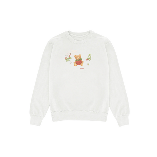 BEARRY CREWNECK WHITE SWEATSHIRT