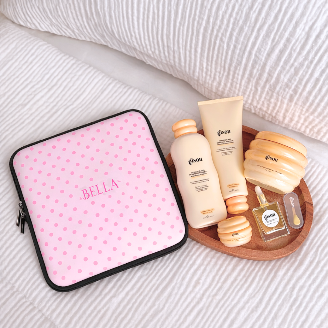 PINK POLKA DOTS CUSTOMIZED NAME NEOPRENE KINDLE IPAD & LAPTOP SLEEVE