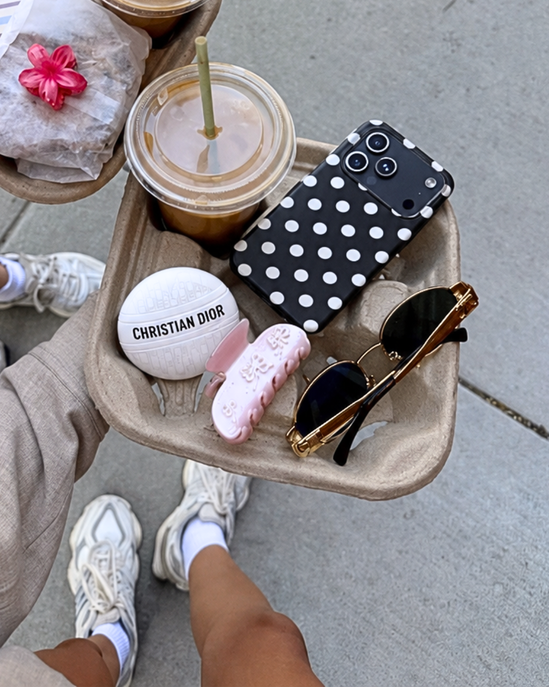 Black polka dot phone case with camera cutouts