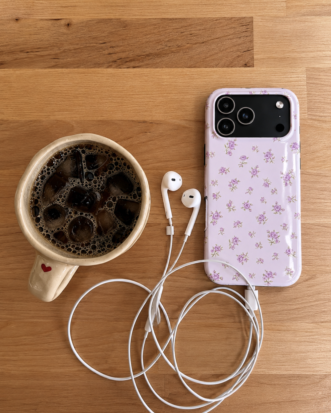 Lavender ditsy floral phone case with camera cutouts for smartphone
