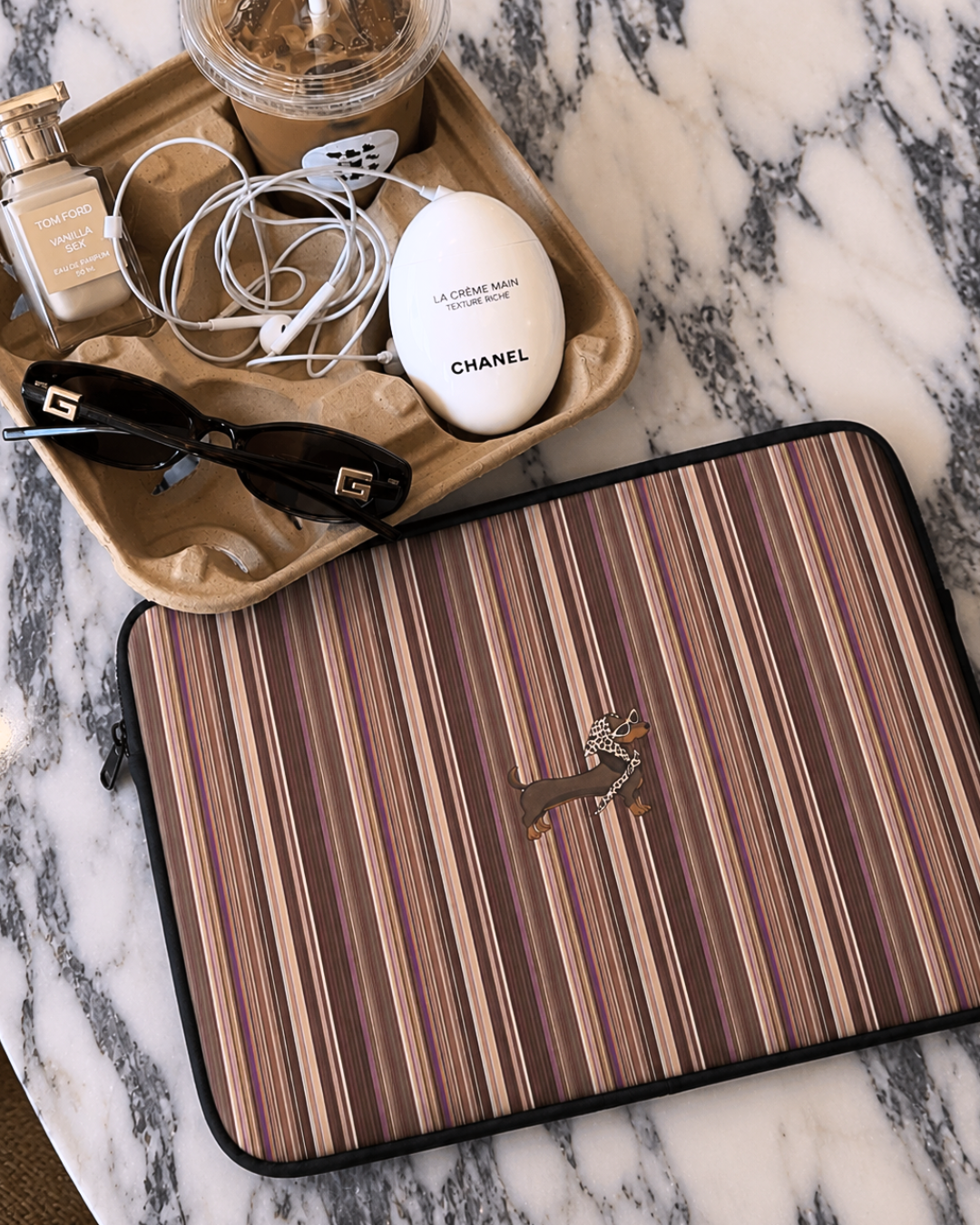 FALL STRIPES DACHSHUND KINDLE IPAD & LAPTOP SLEEVE