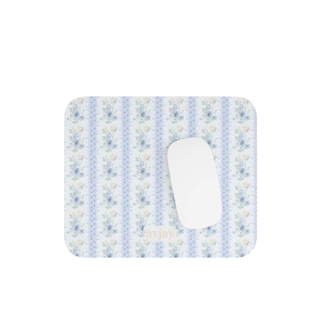 BLUE FLORAL STRIPES MOUSE PAD