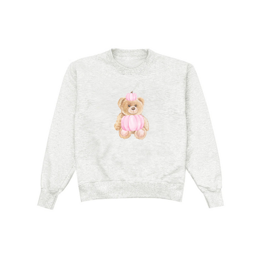 PUMPKIN BEAR CREWNECK ASH GREY SWEATSHIRT