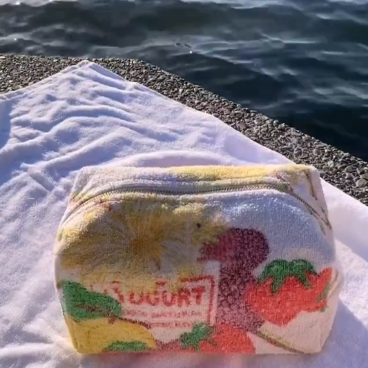VINTAGE FRUIT TEDDY MAKEUP BAG