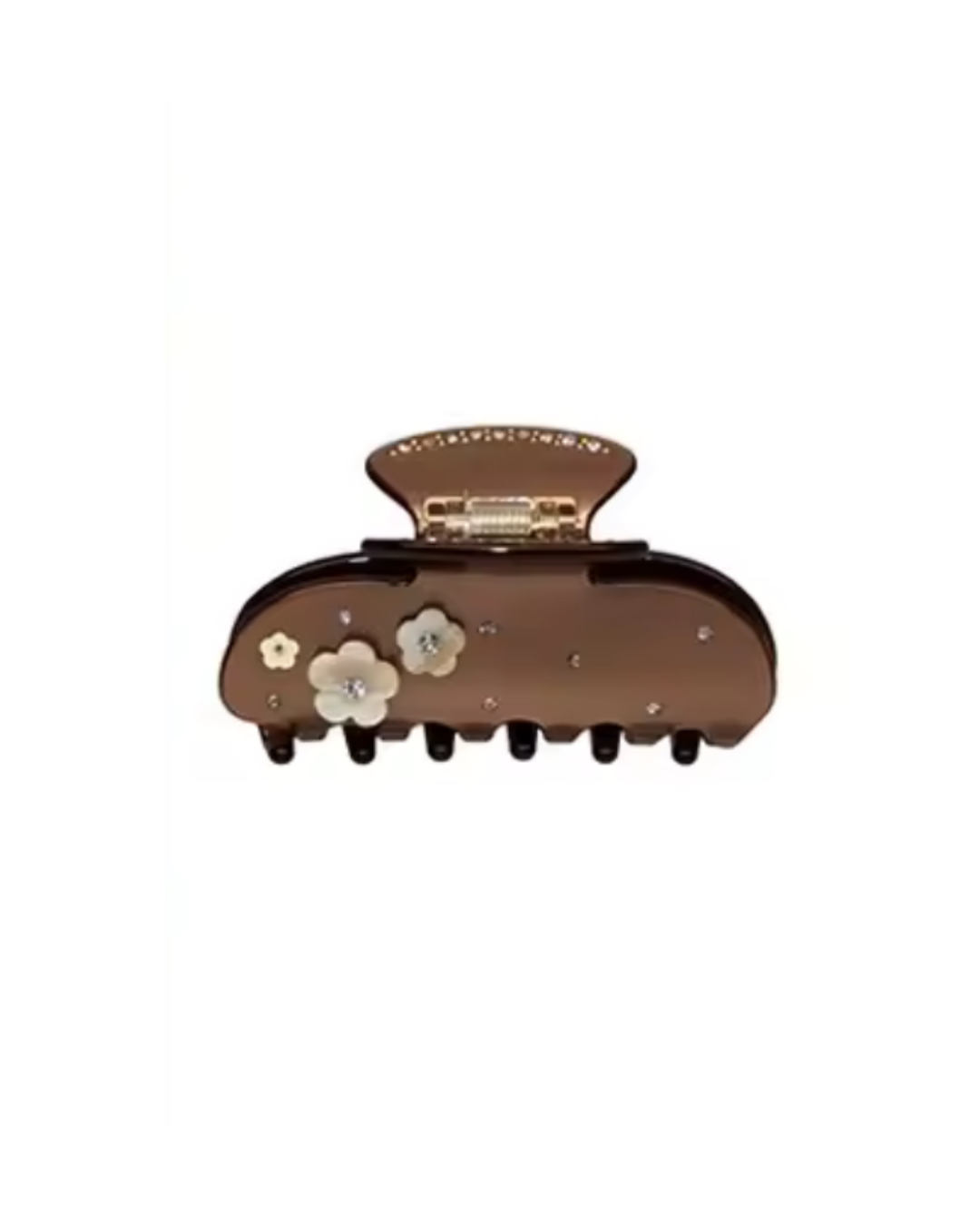 BROWN FLORAL HAIR CLAW