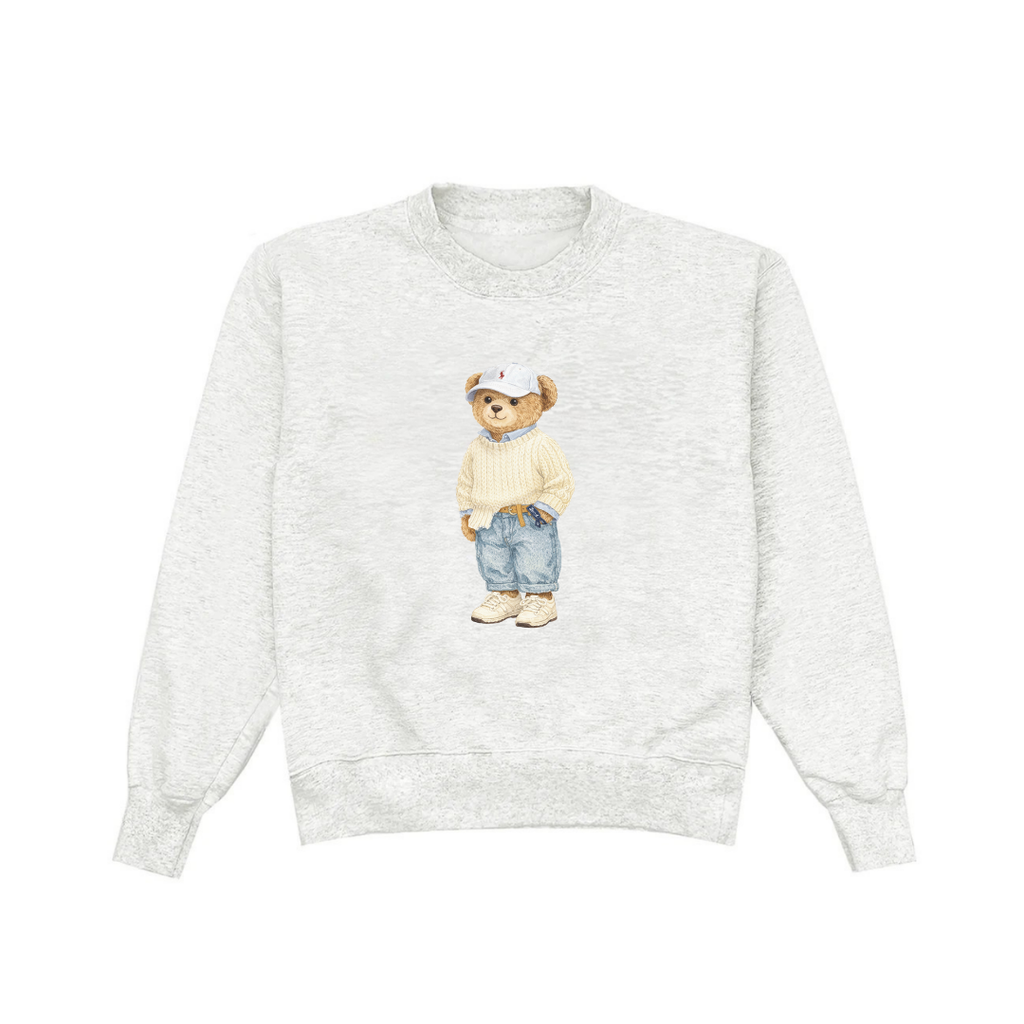GRAY RL TEDDY BEAR COZY CLUB CREWNECK