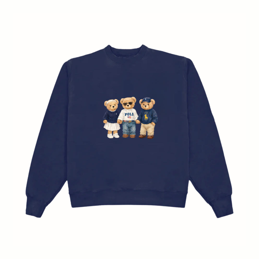 NAVY RL TEDDY BEARS COZY CLUB CREWNECK