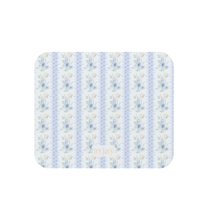 BLUE FLORAL STRIPES MOUSE PAD