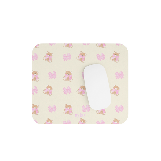 BEIGE TEDDY BOW MOUSE PAD