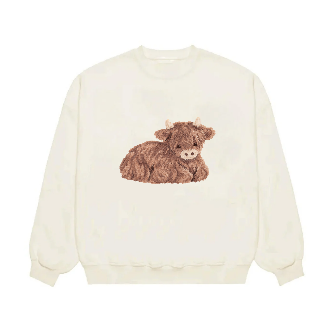 THE HIGHLAND COW IVORY CREWNECK SWEATSHIRT