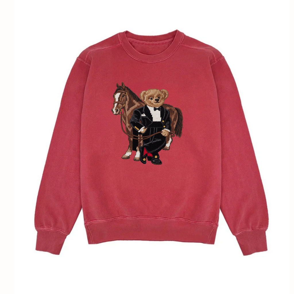 THE TUXEDO COUNTRY TEDDY BEAR RED CREWNECK SWEATSHIRT