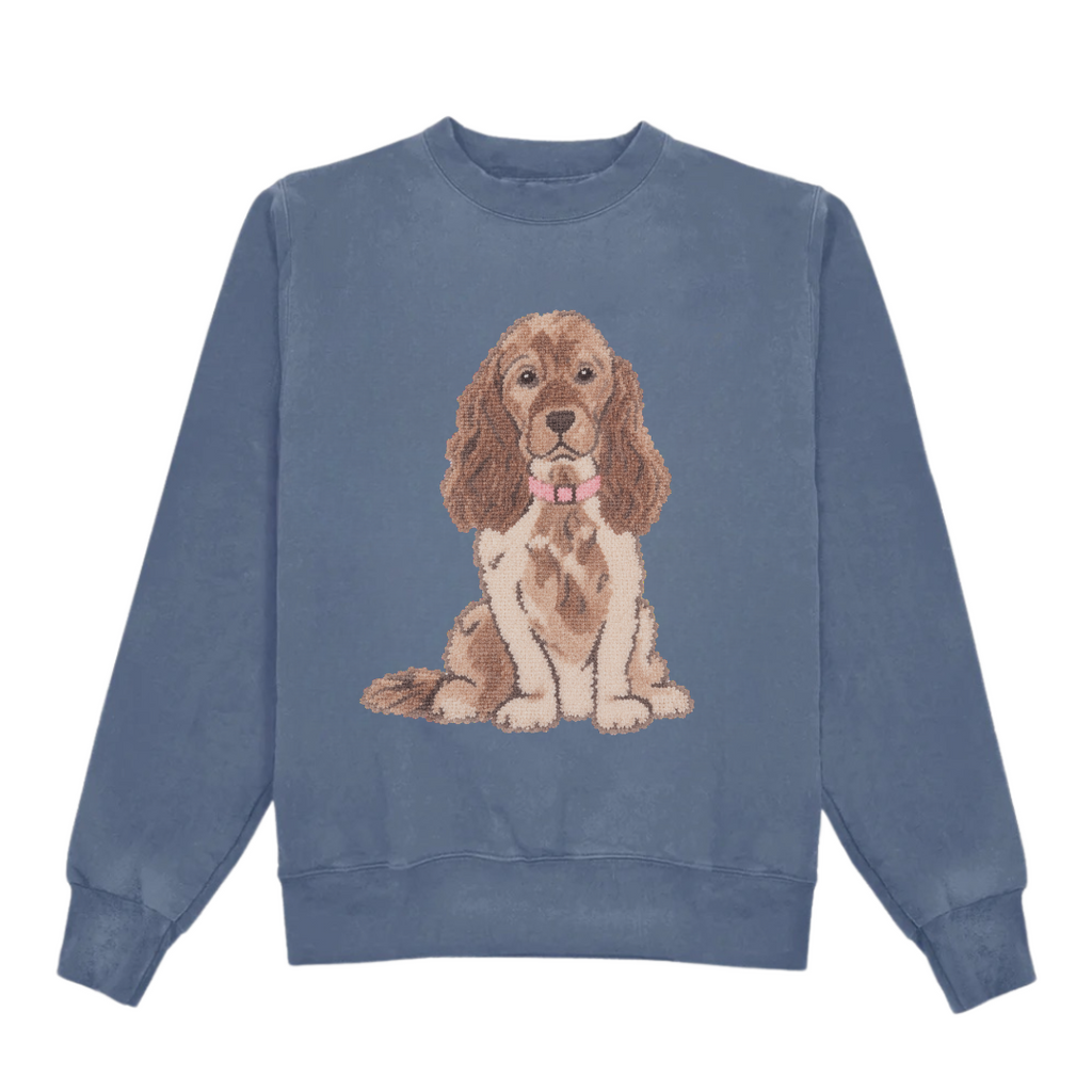 THE SPANIEL BLUE CREWNECK SWEATSHIRT