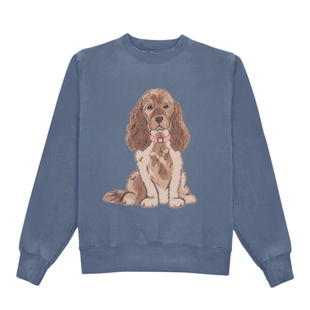 THE SPANIEL BLUE CREWNECK SWEATSHIRT