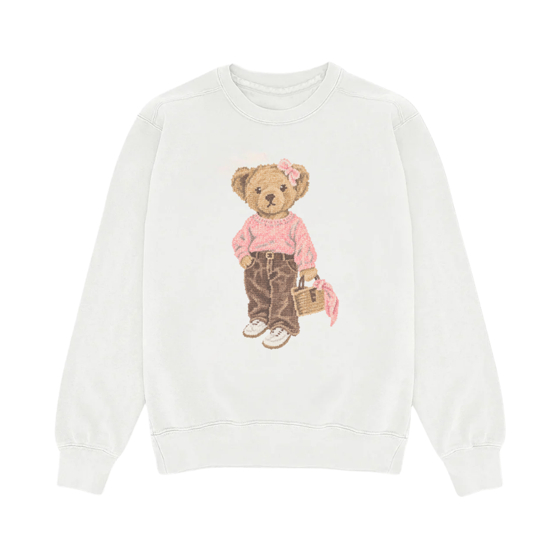 THE CLASSIC TEDDY BEAR WHITE CREWNECK SWEATSHIRT