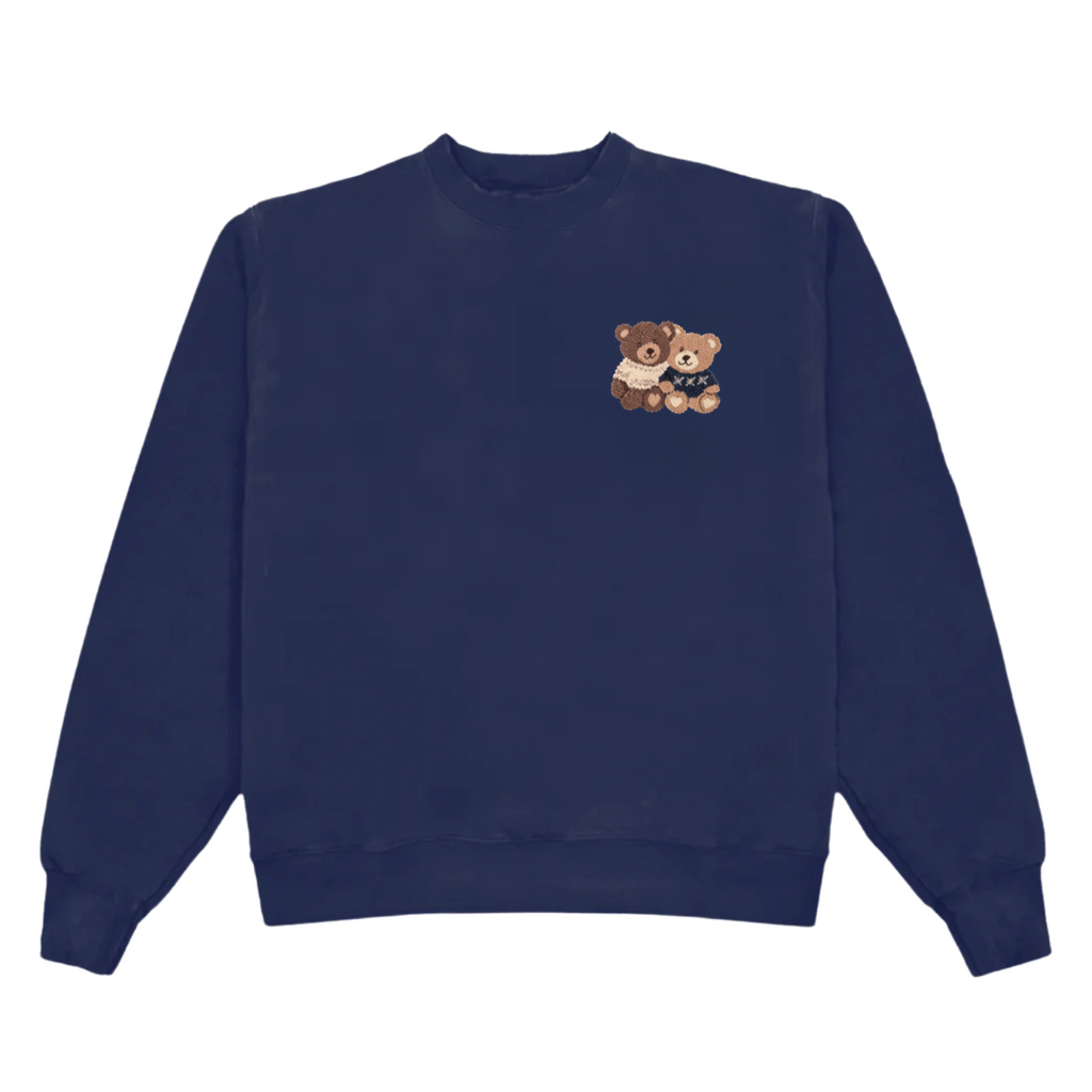 THE MINI TEDDY BEAR DUO NAVY BLUE CREWNECK SWEATSHIRT