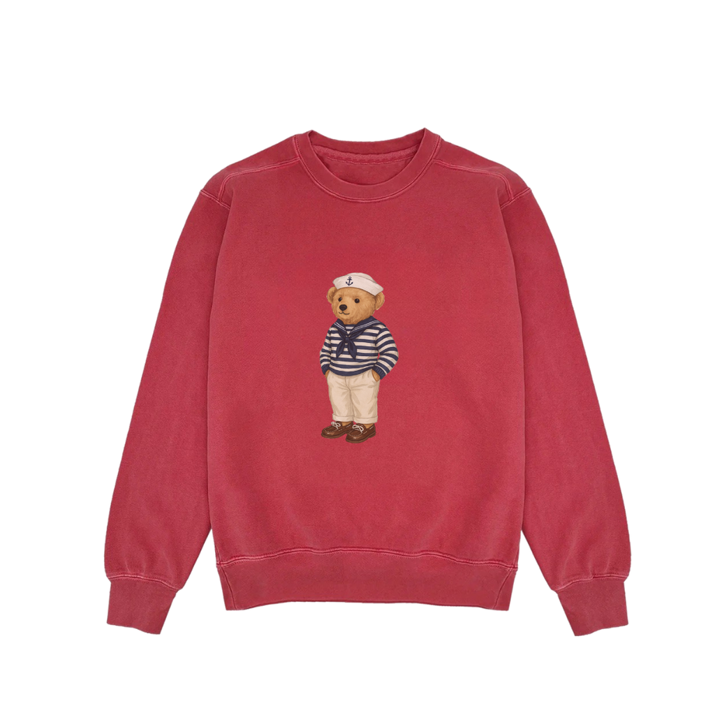 RED RL SAILOR TEDDY BEAR COZY CLUB CREWNECK