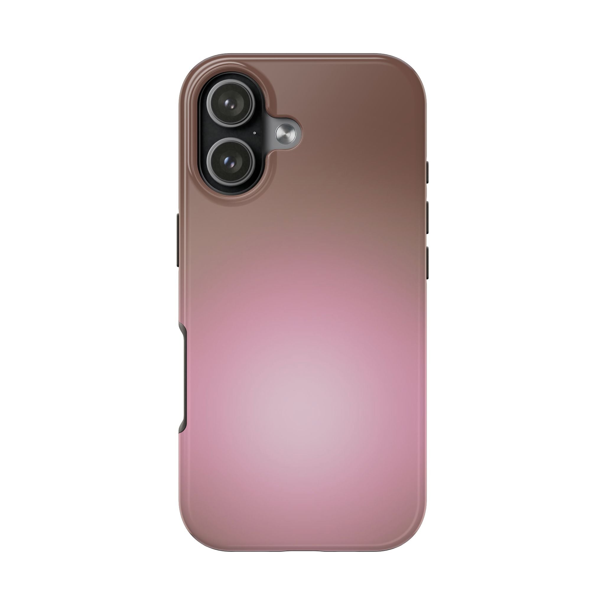 Amber aura phone case in mauve pink with raised camera cutout, back view