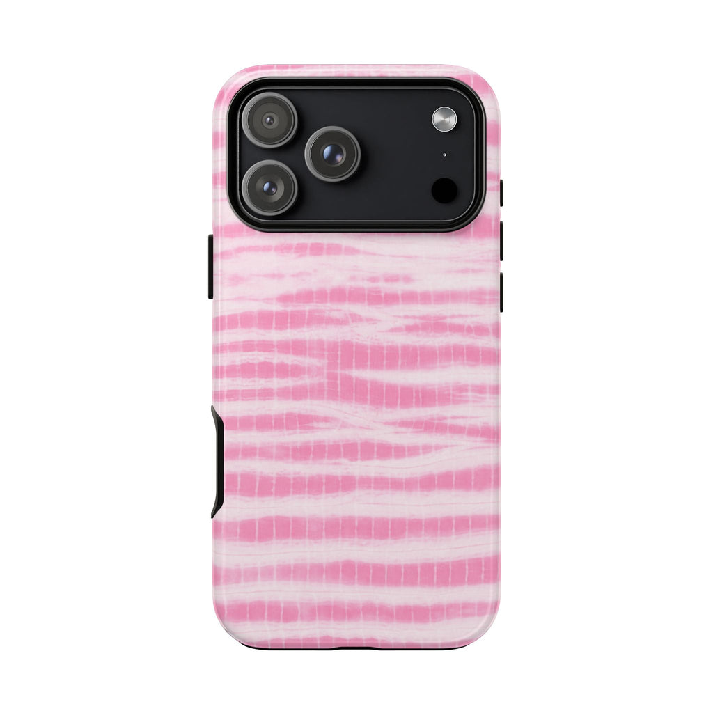 Baby pink coastal wash phone case, glossy, black camera bump with lens cutouts