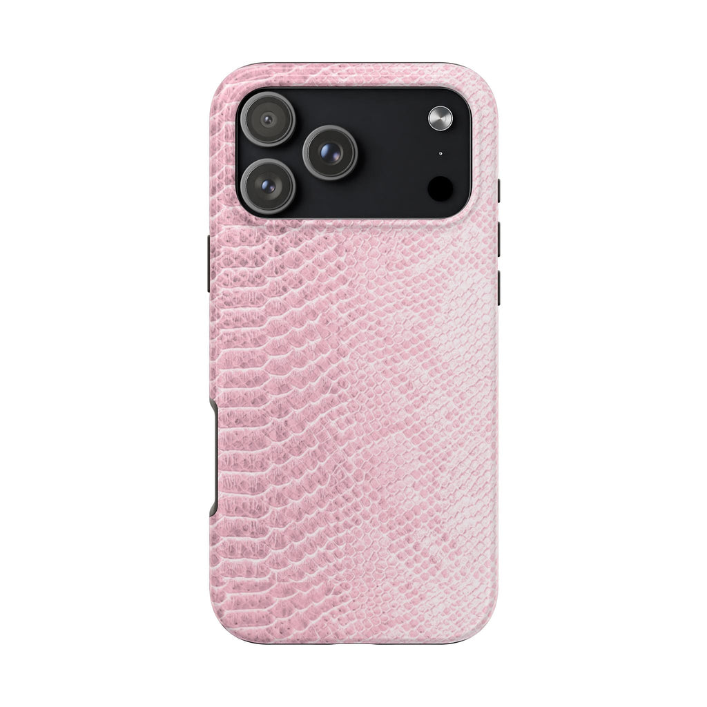 Baby pink python snake print phone case with camera cutouts
