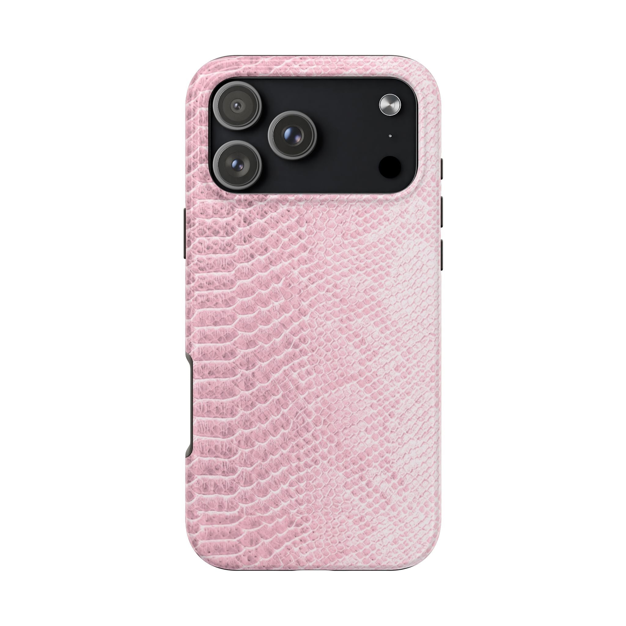Baby pink python snake print phone case with camera cutouts