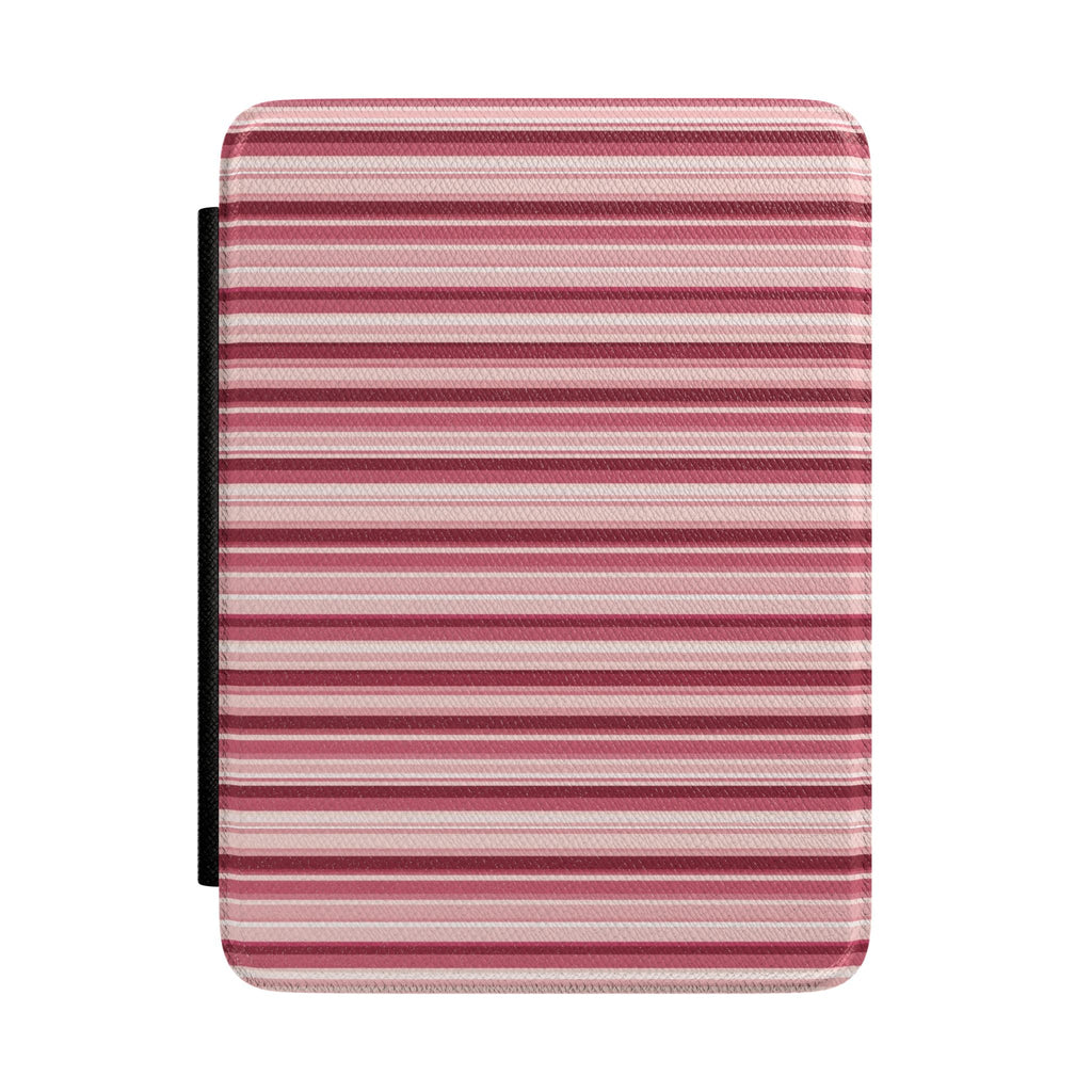 Ballet blush stripes Kindle hardcover case with horizontal pink and white stripes