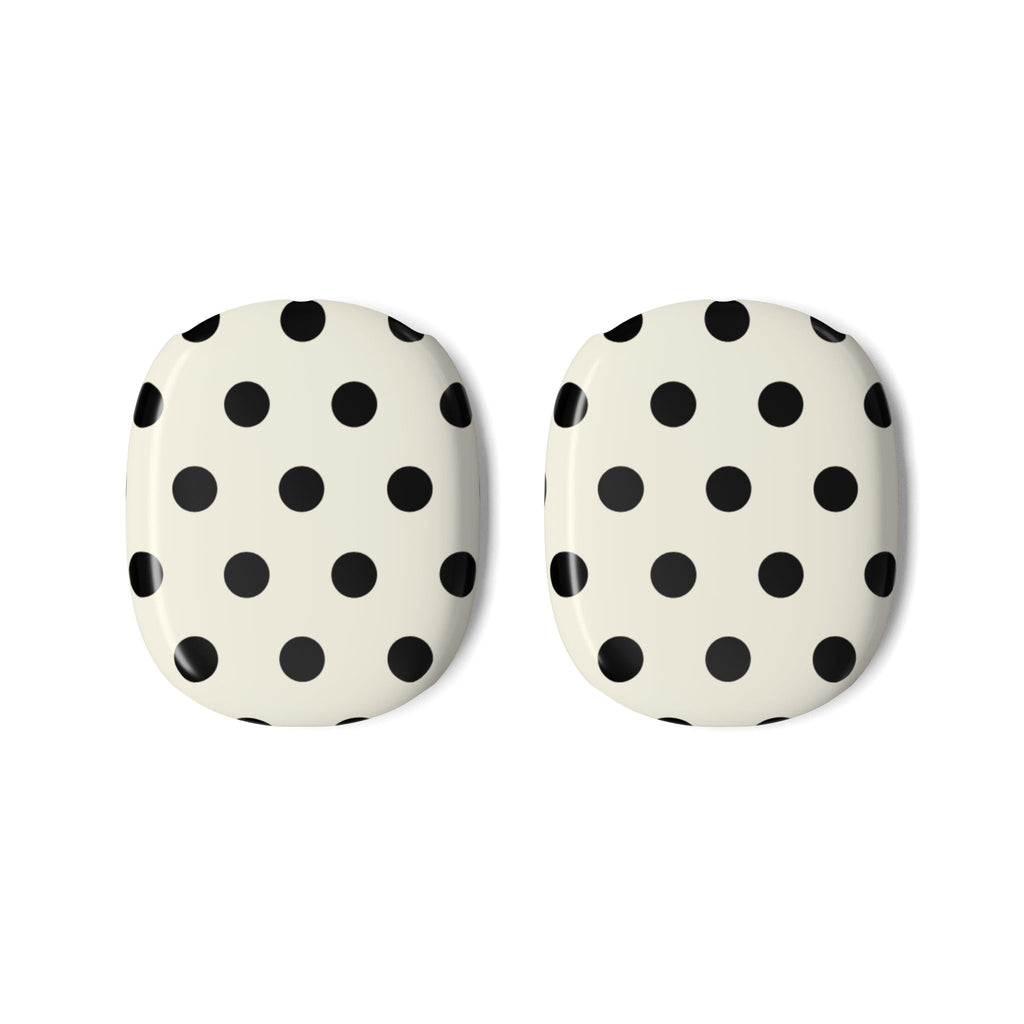 Beige polka-dot ear cup covers for AirPods Max with black dot pattern
