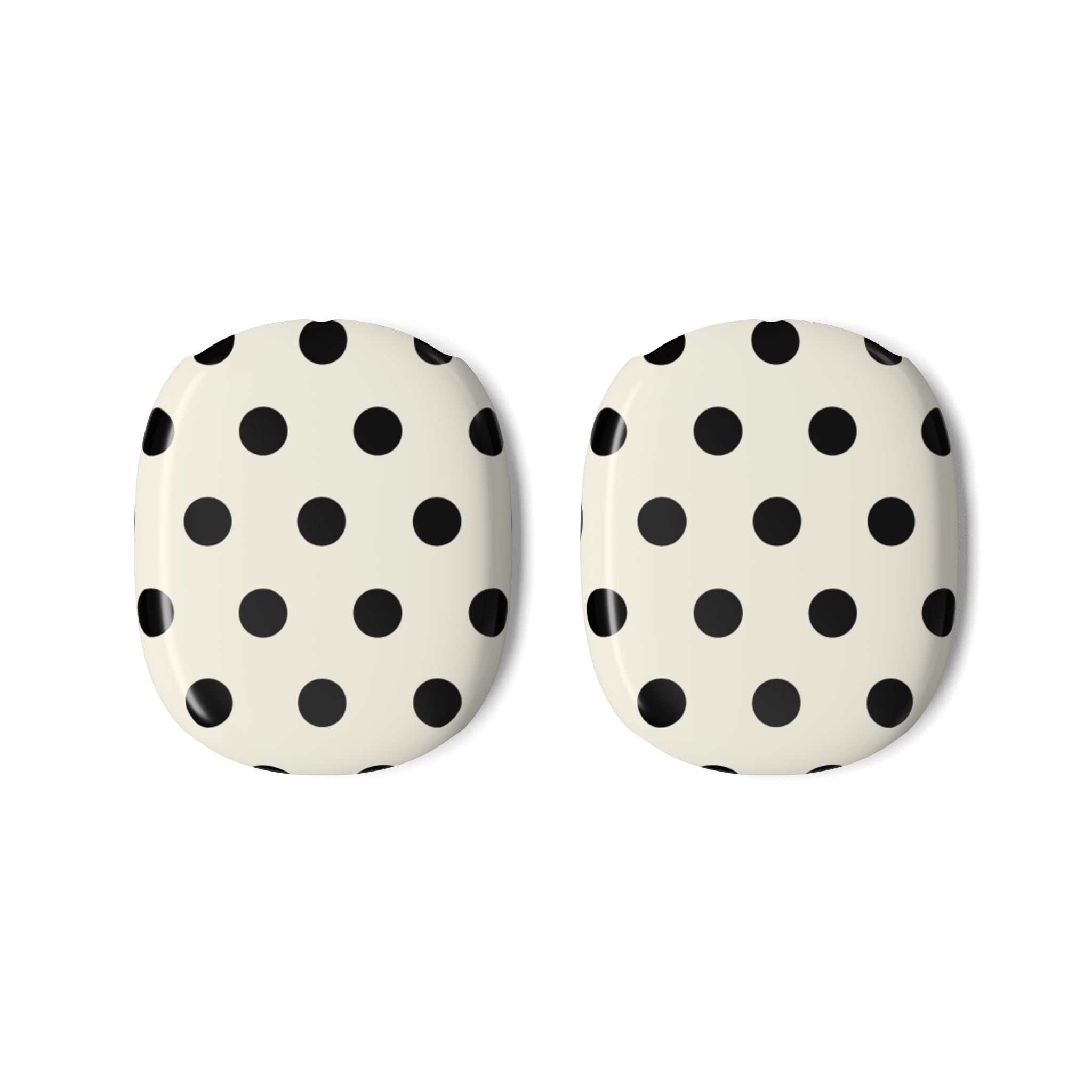 Beige polka-dot ear cup covers for AirPods Max with black dot pattern
