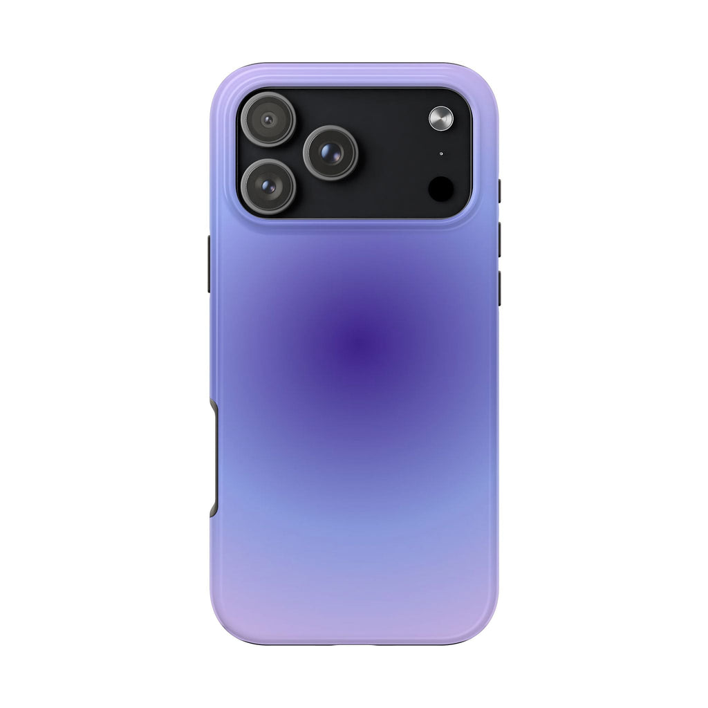 Blue-purple aura phone case with black camera panel and four lens openings