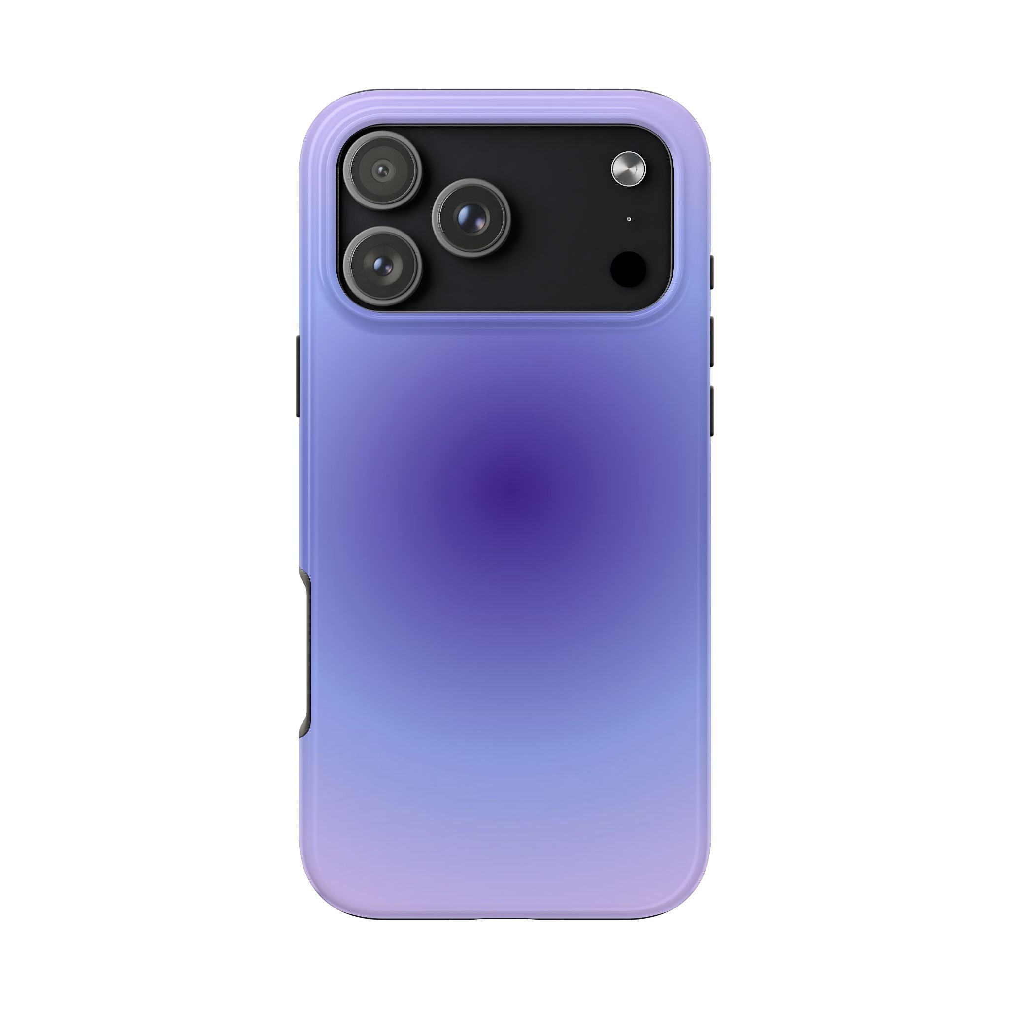 Blue-purple aura phone case with black camera panel and four lens openings
