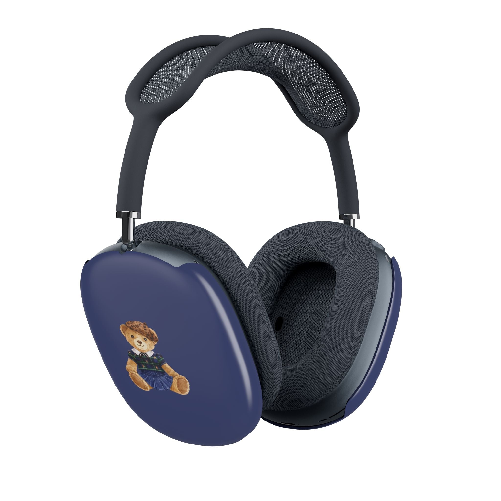 AirPods Max ear cup covers in blue with teddy bear Girl Scout design on side
