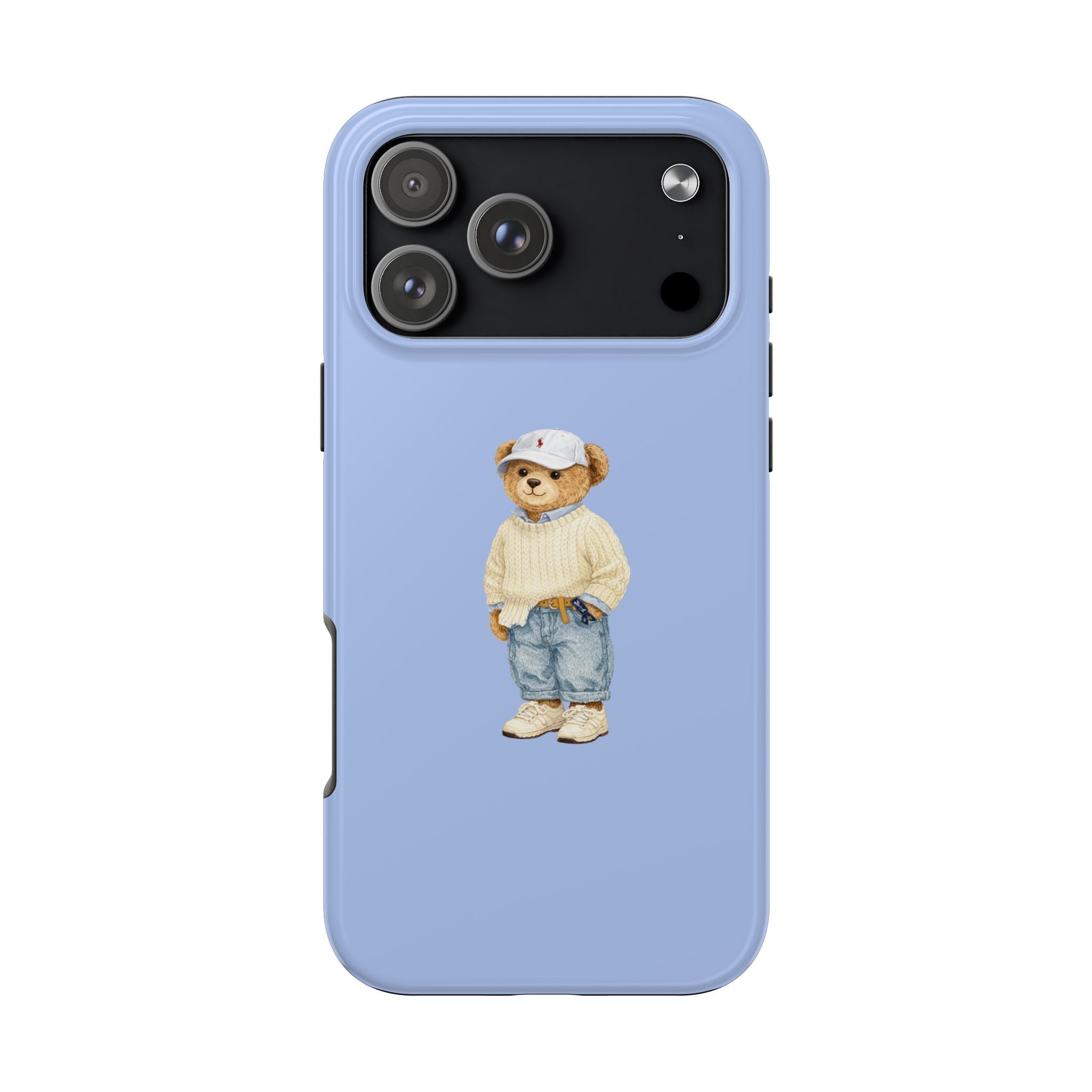 Light blue teddy bear sporty polo phone case