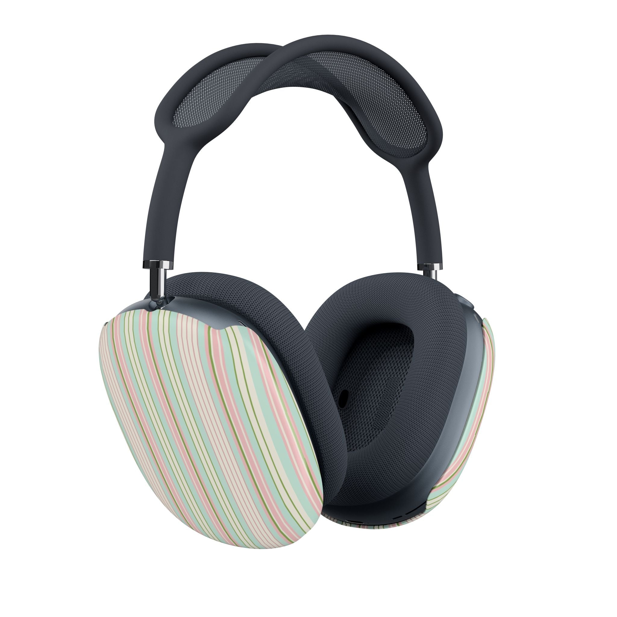 AirPods Max case covers with multicolor vertical stripe ear pads on headphones