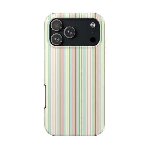 Pastel vertical stripe phone case with camera and flash cutouts