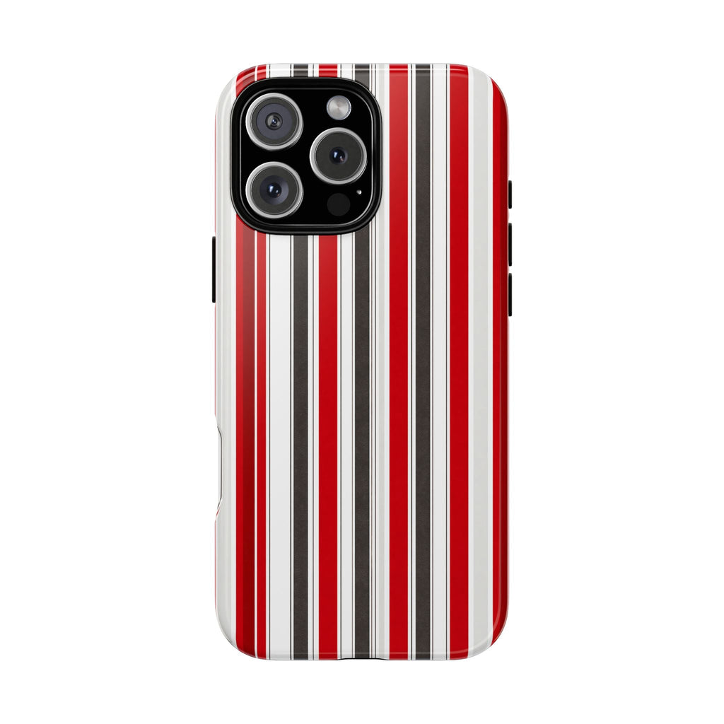 Canada stripes phone case with red, white, and black vertical stripe pattern